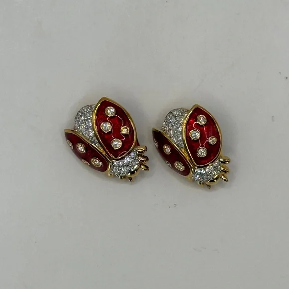 Vintage Swarovski enamel and Austrian crystal ladybug pin. Excellent Condition. - Picture 11 of 11